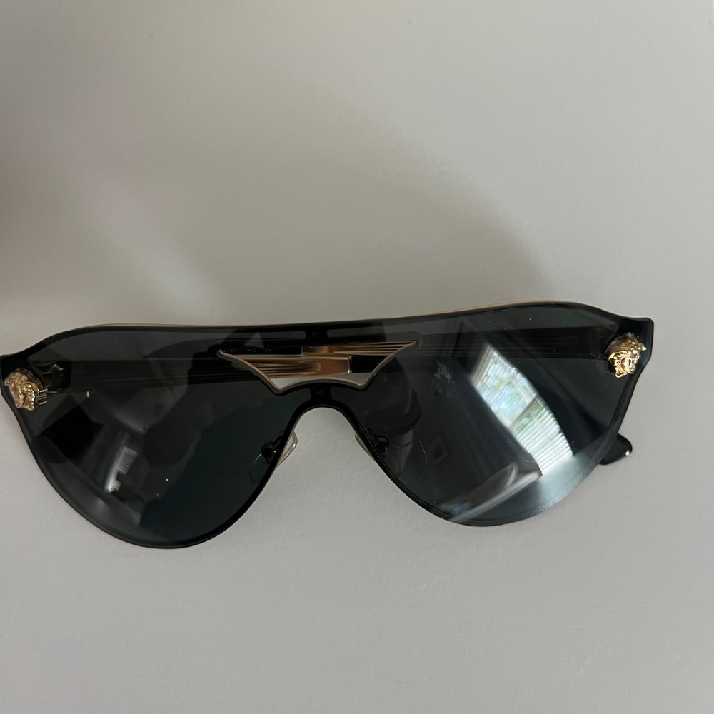 Versace Black Sunglasses with Gold Medusa Accents
